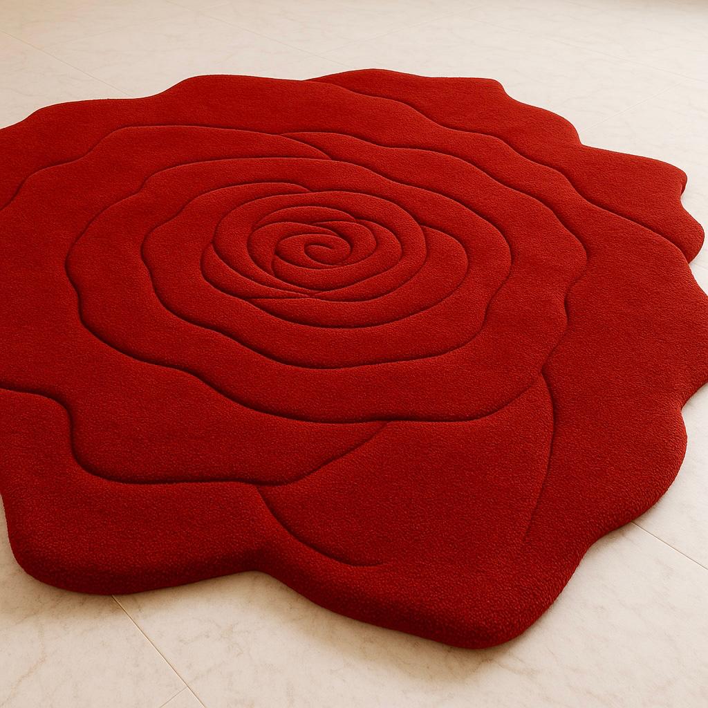 Rose Rug Rug Collection Luxury Red Rose Shaped Artistic Rug - ikrugs